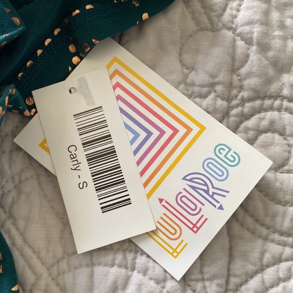 LuLaRoe Elegant Forest Green and Rose Gold Carly Dress - Picture 9 of 11